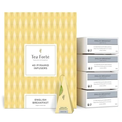 Afbeelding van Tea Forte English Breakfast, verpakking met 40 piramidethee, zwarte thee