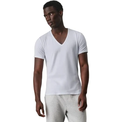 Afbeelding van Calvin Klein heren Modern fit T shirt met V hals in 2 pack de kleur Wit, maat: M