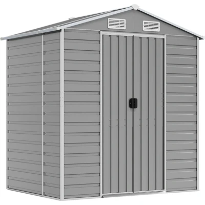 Afbeelding van vidaXL Tuinschuur 191x130x198 cm gegalvaniseerd staal lichtgrijs