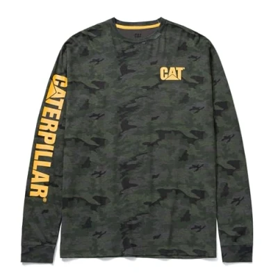 Afbeelding van Caterpillar CAT Trademark Logo Long Sleeve T Shirt Camouflage L
