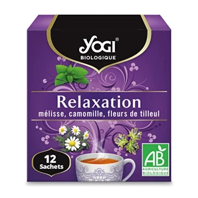 Afbeelding van Yogi biologische ontspanning, 100% citroenmelisse, kamille en lindebloemen, 12 zakjes getapete zonder klem, 21,6 g, 310811