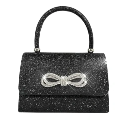 Afbeelding van RPAEOY Dames Clutch Elegante Strik Handtas Glitter Tas Avondtas Bruidstas Crossbody Schoudertas voor Bruiloft Feest Date Prom Zwart