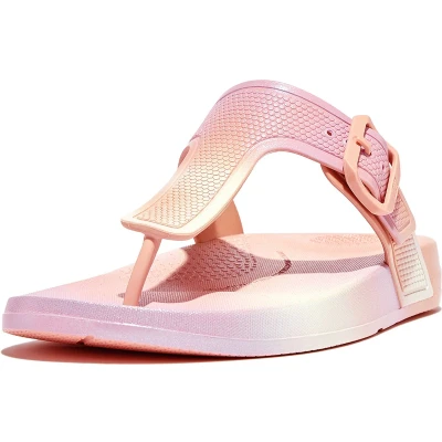 Afbeelding van Fitflop Iqushion Iridescent ADJ Buckle Teensandalen, Dames, Maat: 38, Urban white Kunststof