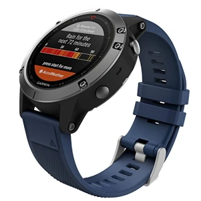 Afbeelding van MoKo Armband compatibel met Garmin Fenix 7/6/6 Pro/5/5 Plus/Epix Gen 2/Forerunner 945/935/Approach S62/Instinct/MARQ, 22 mm Quick Fit siliconen sportarmband, reservearmband, horlogeband, middernachtblauw