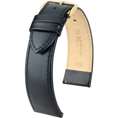 Afbeelding van Hirsh Horlogeband Osiris Zwart Leer 19mm