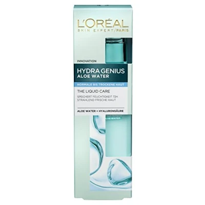 Afbeelding van L&#039;Oréal Paris Hydraterende vloeistof, Aloëwater Hydra Genius, hydratatie en frisheid, voor normale tot droge huid, met aloë water hyaluronzuur, 70 ml, metaal