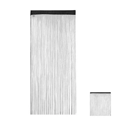 Afbeelding van Relaxdays draadgordijn zwart inkortbaar tunnel voor roede 245 cm hoog vitrage Pak van 1 90x245cm
