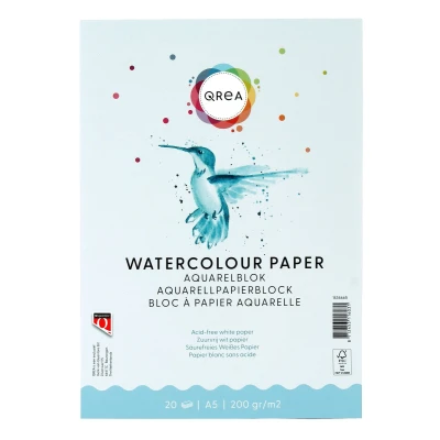 Afbeelding van Aquarelblok Qrea A5 20vel 200gr gelijmd