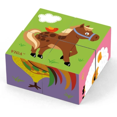 Afbeelding van Viga Toys Vormenpuzzel Boerderijdieren Klein