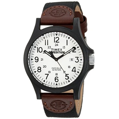 Afbeelding van Timex Herenhorloge, kwarts, expeditie, camper, wijzerplaat, analoog, nylon armband, bruin/wit/zwart, informeel