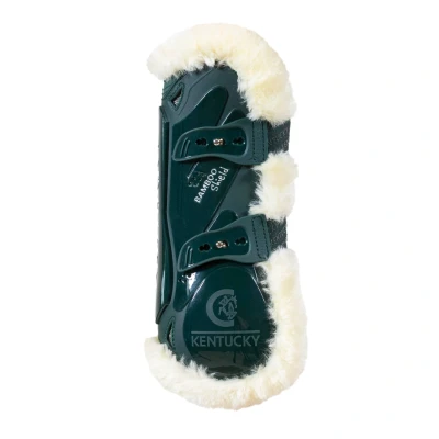 Image de Kentucky Horsewear Protèges Tendons Bamboo Elastic Vegan Sheepskin Vert foncé XS