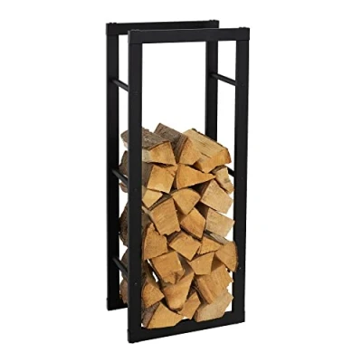 Afbeelding van Haardhoutrek 40x100x25 cm Zwart Metaal ML Design