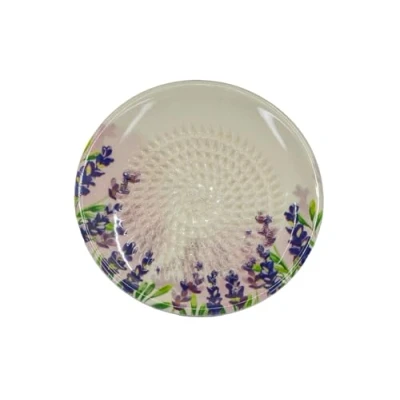 Afbeelding van Kaladia Keramische rasp/schaafbord van keramiek, ideaal voor gember, Parmezaanse kaas, enz., met lavendel, diameter 12 cm, gemaakt en handbeschilderd, Made in Spanje