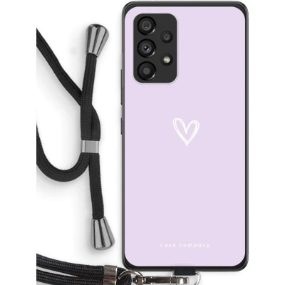 Afbeelding van Case Company® hoesje met Koord geschikt voor Samsung Galaxy A53 5G Klein hartje paars Telefoonhoesje Zwart Bescherming aan alle Kanten en Over de Schermrand