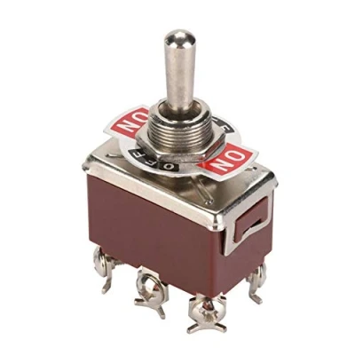 Afbeelding van 5 stuks tuimelschakelaar 250 V 15 A 3 voudig on off 6 polig met 12 mm bevestigingsgat