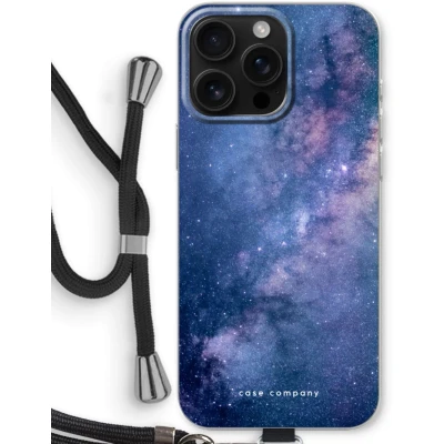 Afbeelding van Case Company® hoesje met Koord geschikt voor iPhone 16 Pro Max Nebula Telefoonhoesje Zwart Bescherming aan alle Kanten en Over de Schermrand