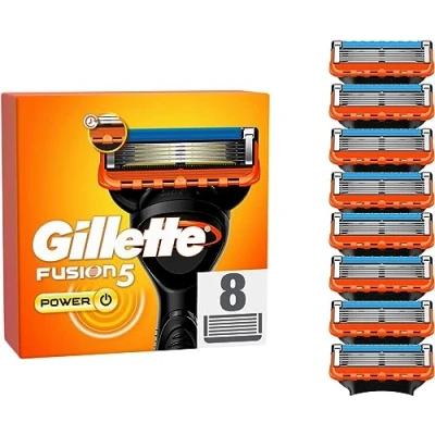 Afbeelding van Gillette Fusion 5 Power reservemesjes voor nat scheerapparaat heren, 8 stuks met mesjes