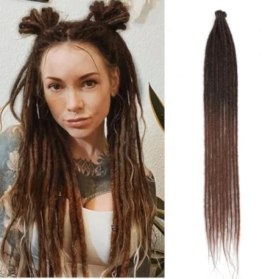 Afbeelding van 24 Inch Dreadlock Extensions 10 Strengen Bruine Single Ended Hippie Dreads 0,6 cm Breedte Loc Reggae Stijl Synthetisch Gehaakt Haar voor Vrouwen en Mannen (SE Strand 61 cm, 1B/30)