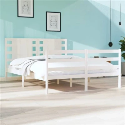 Afbeelding van vidaXL Bedframe massief grenenhout wit 120x190 cm