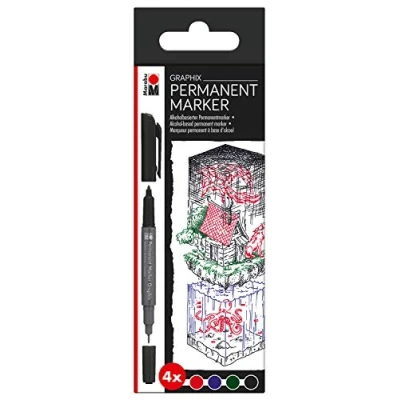 Afbeelding van Marabu Graphix permanente marker Zwart, Blauw, Groen, Rood 4 stuk(s)
