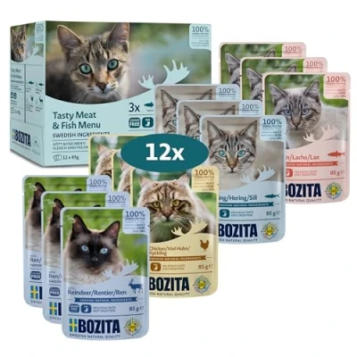 Afbeelding van Bozita Multibox zakjes in saus met vis en vlees, 12 x 85 g, natvoer voor katten portiezak