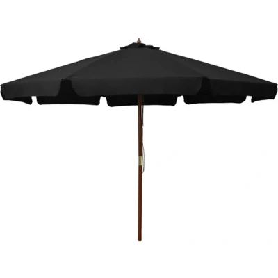 Afbeelding van Parasol met houten paal 330 cm zwart
