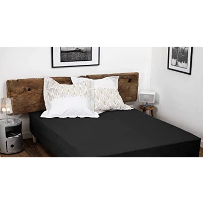 Afbeelding van HOME LINGE PASSION, Hoeslaken, 160 x 200 + 35 cm, 100% katoen, 57 draden/cm², zwart