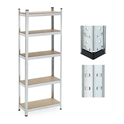 Afbeelding van Relaxdays stellingkast 5 etages stellingrek verzinkt staal opbergstelling 500 kg