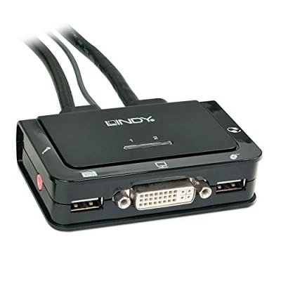 Image de Lindy Compact 2 Port KVM Switch commutateur écran clavier souris/audio/USB ports Ordinateur de bureau