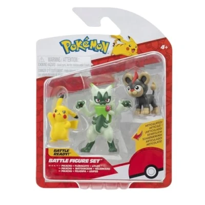 Afbeelding van Pokémon Lot de 3 figurines combat Comprend des Litleo et Pikachu 5,1 cm Floragato 7,6