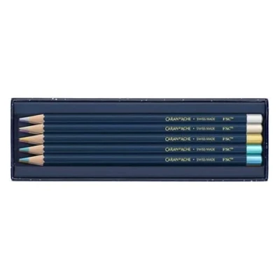 Afbeelding van Caran d&#039;Ache Léman CC1284.024 Cosmic Blue Metallic kleurpotloden met hoogwaardig karton, 10 stuks