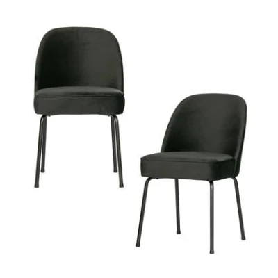 Afbeelding van BePureHome Vogue Eetkamerstoel Fluweel Zwart Set van 2