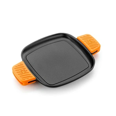 Afbeelding van BRA Efficient Iron vierkante grill zonder groeven, 24 cm, zwart, geëmailleerd gietijzer, geschikt voor alle warmtebronnen (inductie)