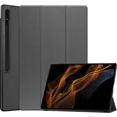 Afbeelding van iMoshion Tablet Hoes Geschikt voor Samsung Galaxy Tab S8 Ultra Trifold Bookcase Grijs