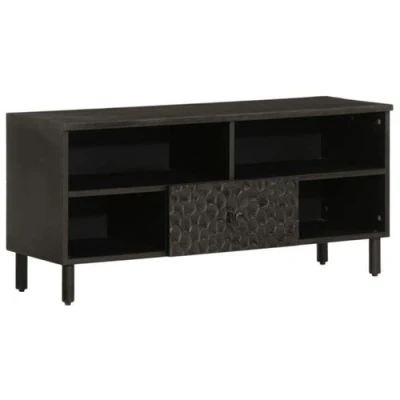 Afbeelding van Tv meubel 100x33x46 cm massief mangohout zwart