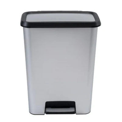 Afbeelding van Curver Prullenbak / afvalemmer met pedaal inhoud 50l Compatta Zilver