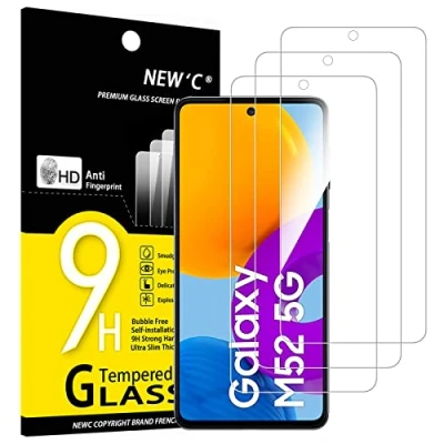 Afbeelding van NEW&#039;C 3 stuks gehard glas voor Samsung Galaxy M52 5G (6,7 inch), displaybeschermfolie krasvast zonder luchtbellen ultra robuust (0,33 mm HD transparant) hardheidsgraad 9H
