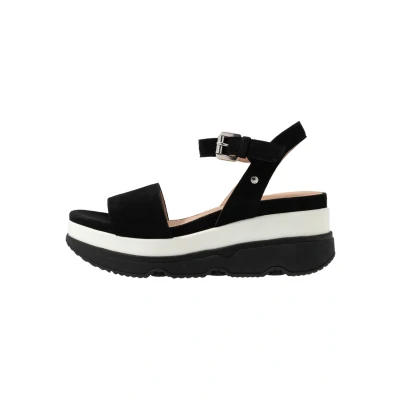 Afbeelding van Geox Gardenia Sandalen met plateauzool, Dames, Maat: 38.5, Black Veloursleer