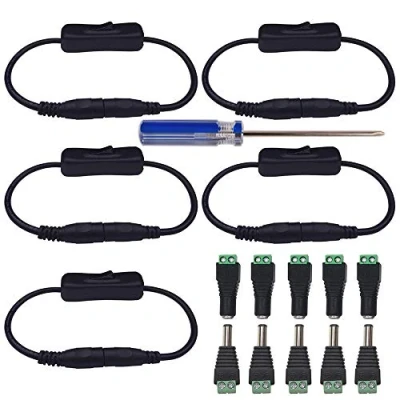 Afbeelding van GTIWUNG 5 Paar 5.5 mm x 2.1 DC 12 V Mannelijke en Vrouwelijke Voeding Connector Adapters Socket voor CCTV Camera LED Light Security Systeem+5 Stks Jack Schakelaar