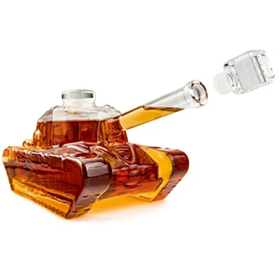 Afbeelding van Froster Tankvormige karaf 1000 ml glazen cadeau voor mannen militair legercadeau vriend, 30e en 40e verjaardag