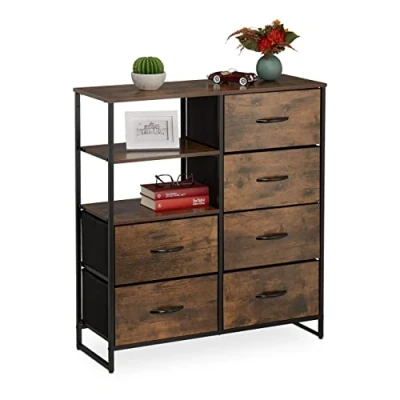 Afbeelding van Relaxdays ladekast zwart dressoir industrieel design opbergkast 6 lades