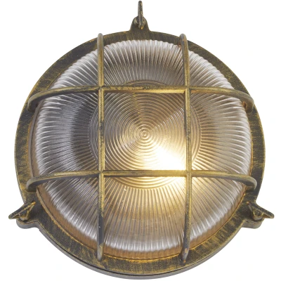 Afbeelding van Wandlamp Porto, rond, zwart goud