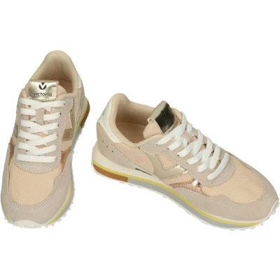 Afbeelding van Victoria Dames roze goud metallic sneakers maat 39