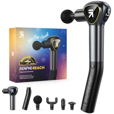 Afbeelding van Massagepistool met Afneembare Handgreep, RENPHO Massage Gun Uitbreidingshandvat, Muscle Massagepistole Deep Tissue Aanraakbaar LED Scherm voor Thuistraining Full Body Relax
