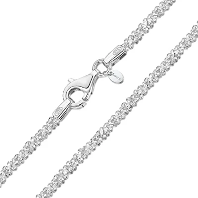 Afbeelding van Amberta Sieraden Echt 925 Sterling Zilver Keten Popcorn Halskettingen Collier voor Vrouwen en Man Unisex Lengte: 45cm