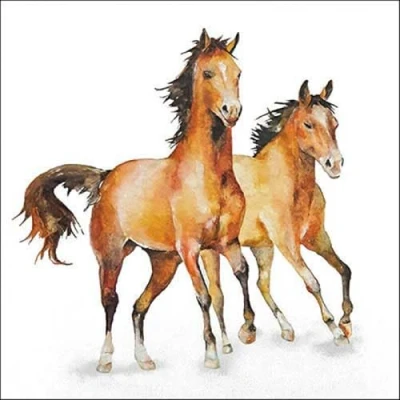 Afbeelding van Ambiente Tafel diner servetten Paarden thema 20x stuks 33 x cm Dieren Manege Ruiters