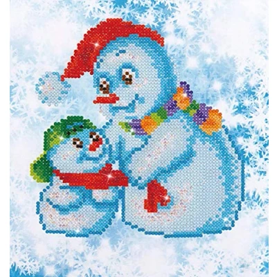 Afbeelding van Diamond Dotz DD3.014, Originele 5D Painting Set Snow Family, Knutselpakket met 3.136 Ronde Steentjes, voor Volwassenen, Hobbypakket ca. 25x23 cm Kinderen Vanaf 8 Jaar