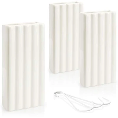 Afbeelding van COM FOUR® 3x luchtbevochtiger voor verwarming, radiator in het wit, keramische waterverdamper verwarming met gestreept design (witte strepen)