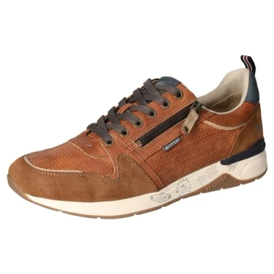 Afbeelding van Mustang Sneakers laag, Heren, Maat: 42, Cognac Imitatieleer/ textiel