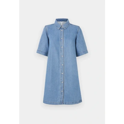 Afbeelding van Object Jurk Objframe 2/4 Re Denim Dress Noos 23045685 Light Blue Dames Maat XS